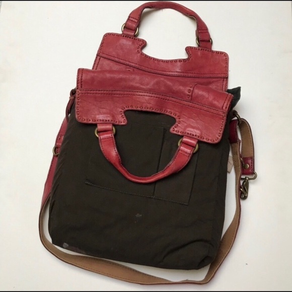 Lucky Brand Purse Abbey Road Red Leather Crossbody Messenger Bag - Picture 4 of 9